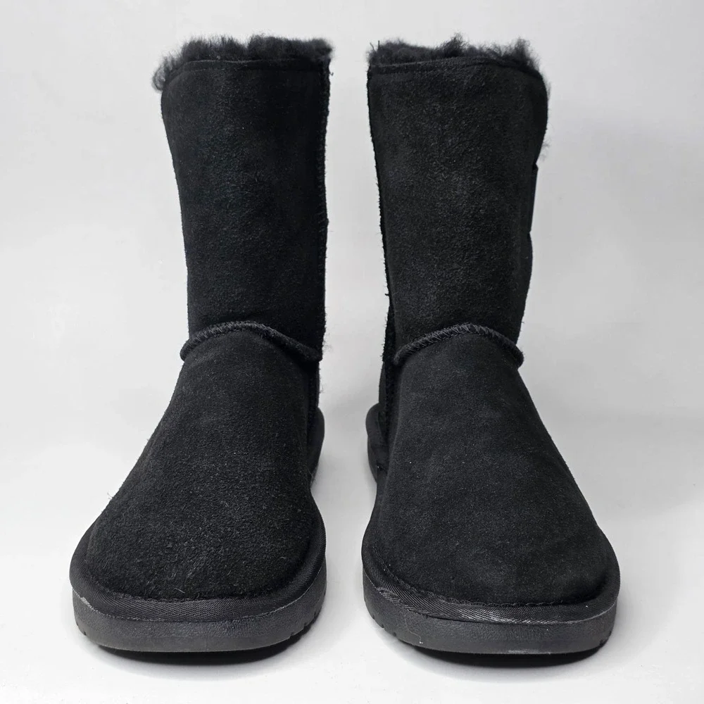 Serra Women's Winter Boots Size 9 Black Suede Lamb Fur Pull On Snow Shoes Buckle